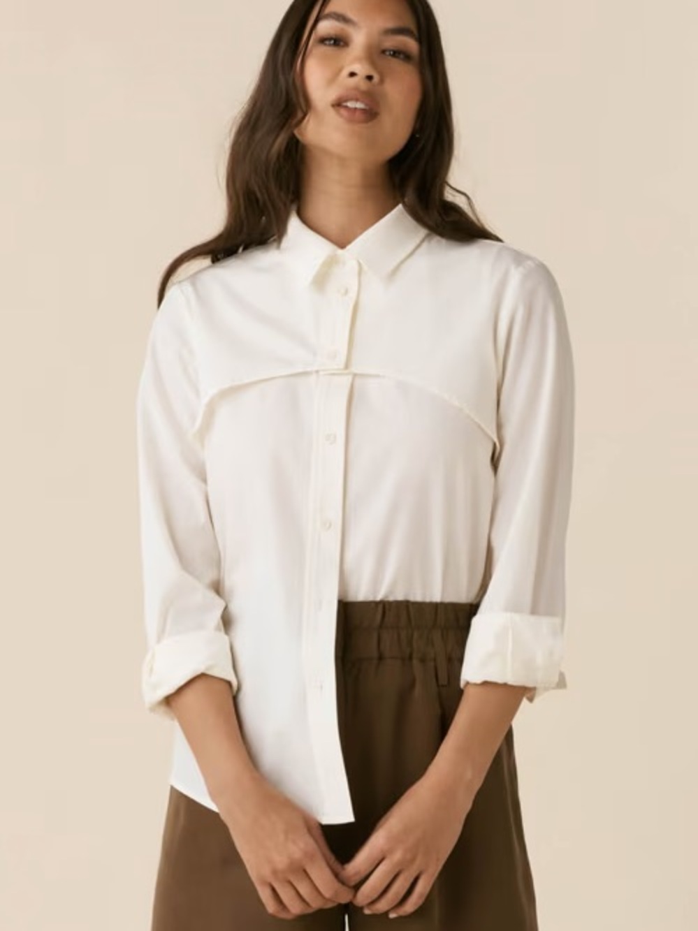 VETTA White Convertible Button-Down Shirt NWT